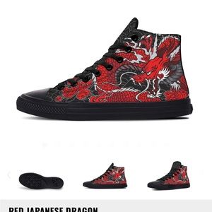RAAD Shop Unisex Red Japanese Dragon Hightop Sneakers Mens14